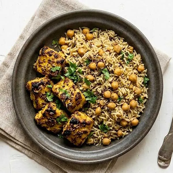 Mustard fish tikka with chola jeera pulao